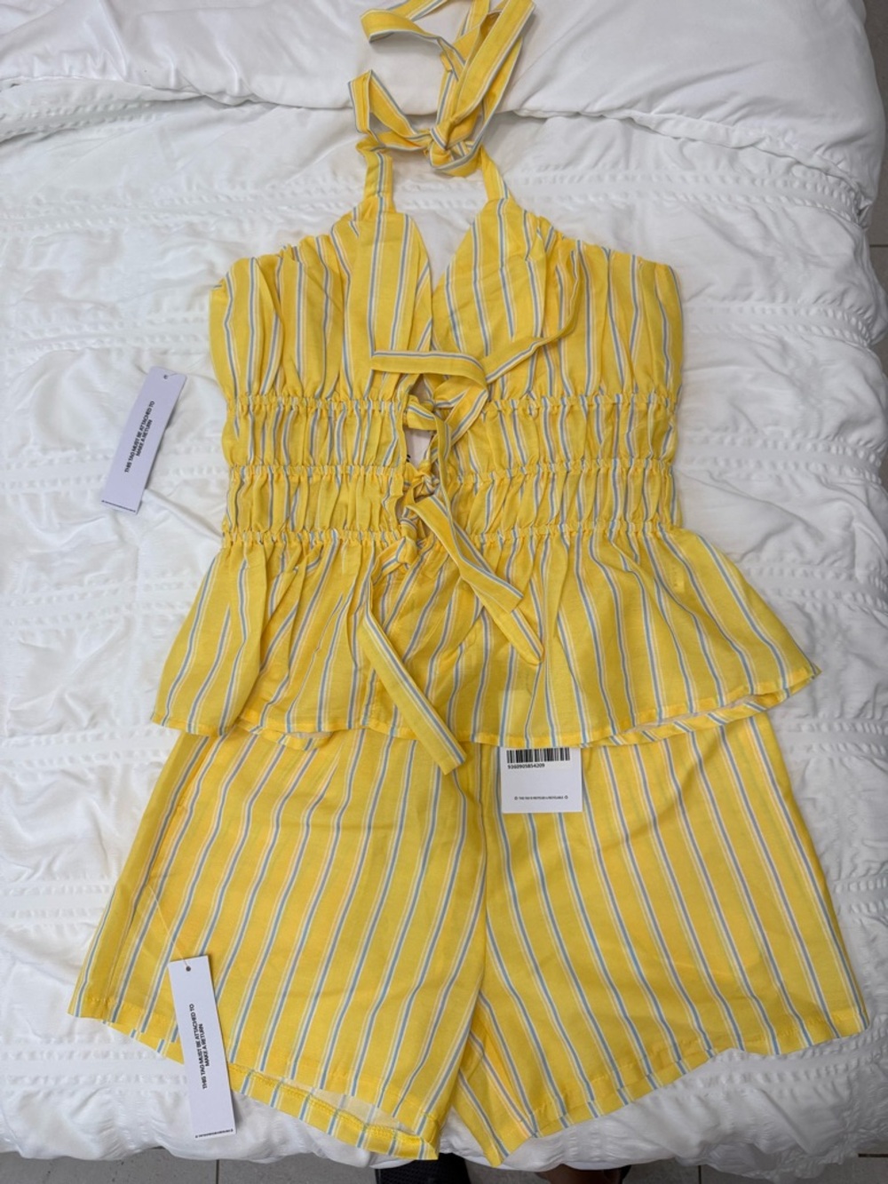 Princess Polly Yellow Striped Halter Romper
